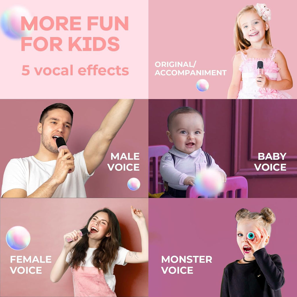 Skanto | Mini machine à karaoké portable avec haut-parleur Bluetooth et 2 microphones sans fil – Veylo