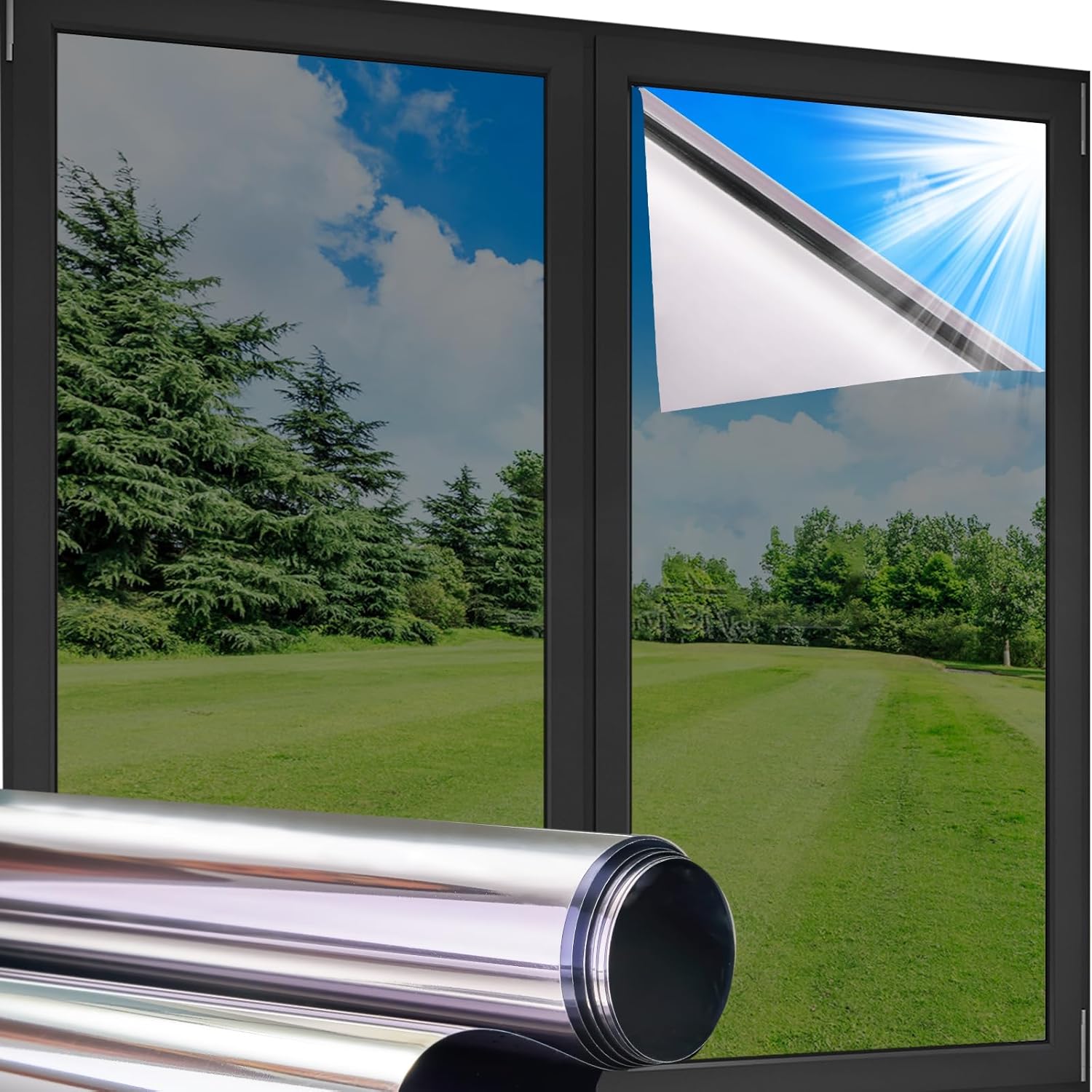 1+1 Gratuit  | VistaGuard | Film miroir autocollant pour protection visuelle et protection UV
