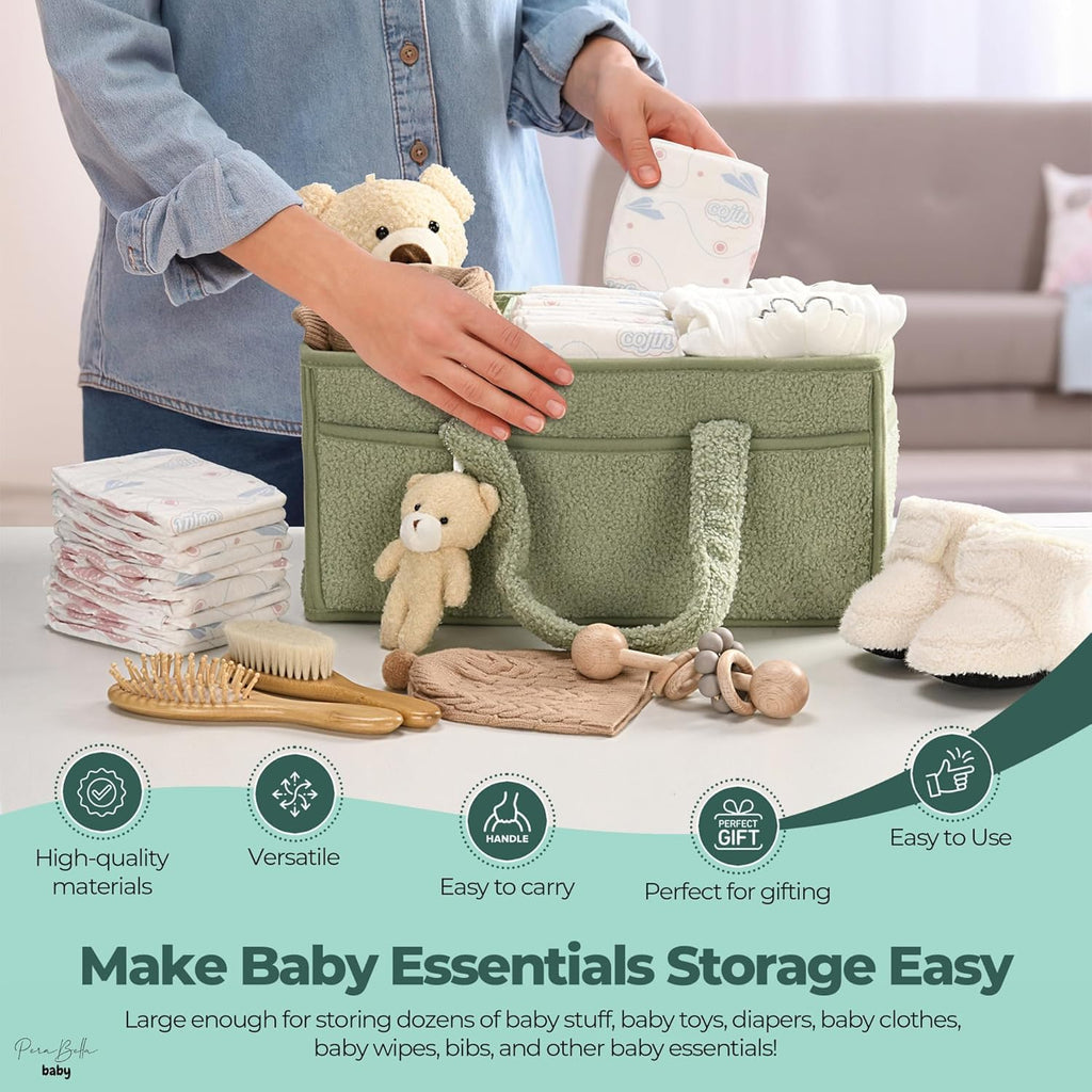 Organisateur de Caddy pour Bébés – Panier de rangement en Sherpa avec compartiments – Elvoria