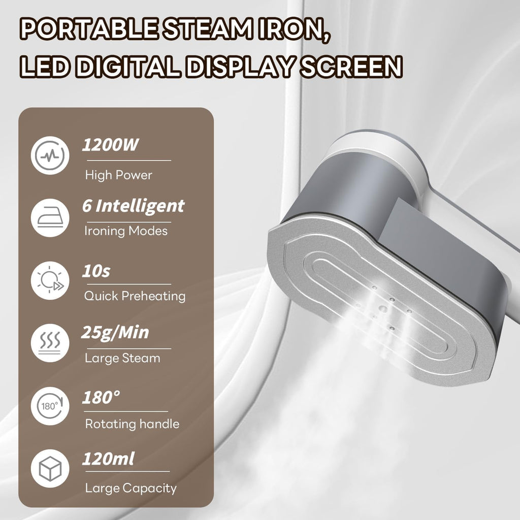 Fer à repasser vapeur de voyage portable 1200W avec 6 modes et prise AU