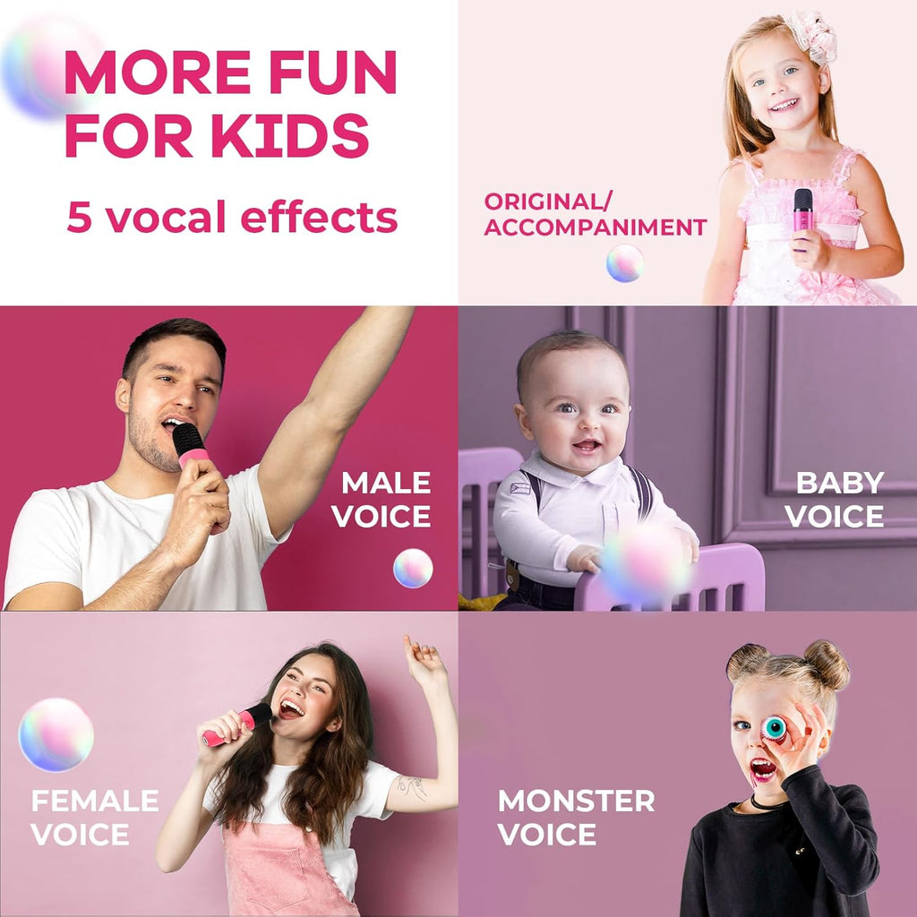 Skanto | Mini machine à karaoké portable avec haut-parleur Bluetooth et 2 microphones sans fil – Veylo