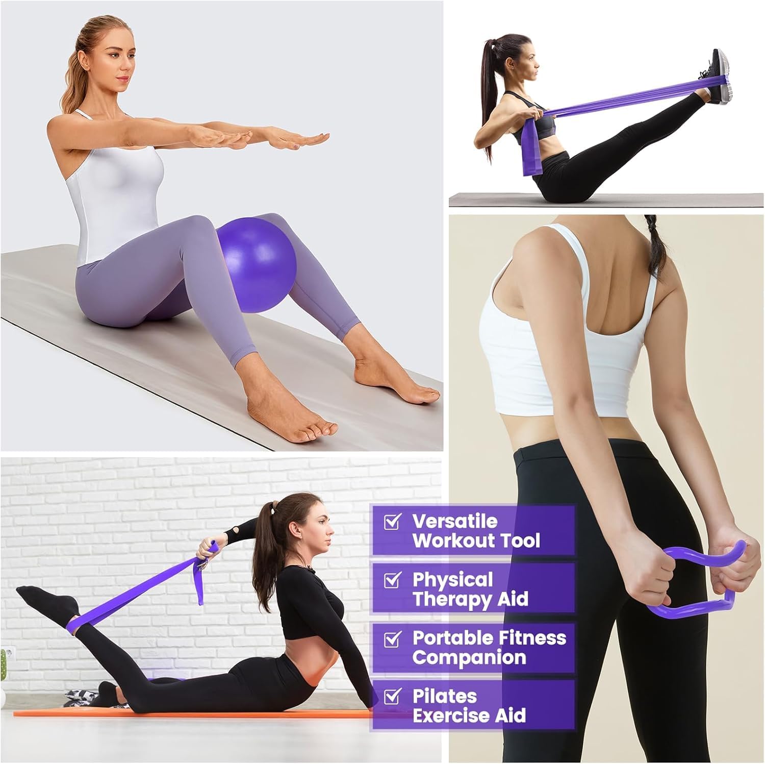 Ensemble de Pilates de 9 pièces pour un usage domestique avec un anneau, un ballon, des bandes et des chaussettes antidérapantes