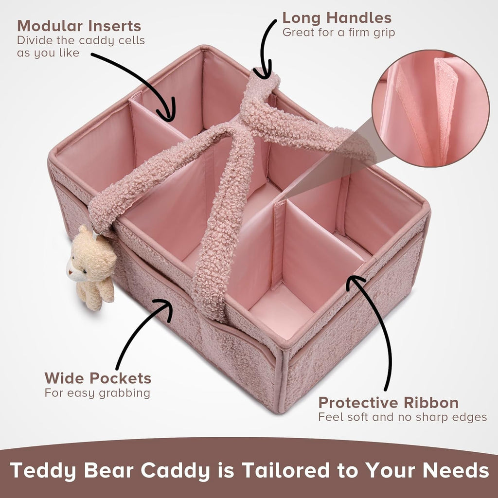 Organisateur de Caddy pour Bébés – Panier de rangement en Sherpa avec compartiments – Elvoria