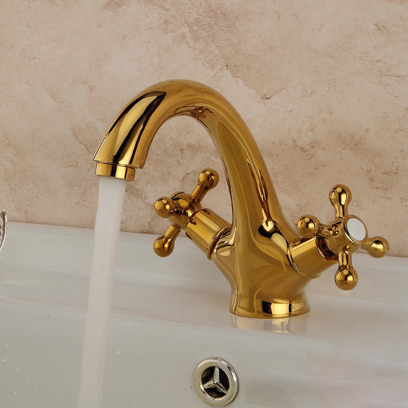 Robinet de lavabo industriel avec poignée en croix double – Construction en laiton