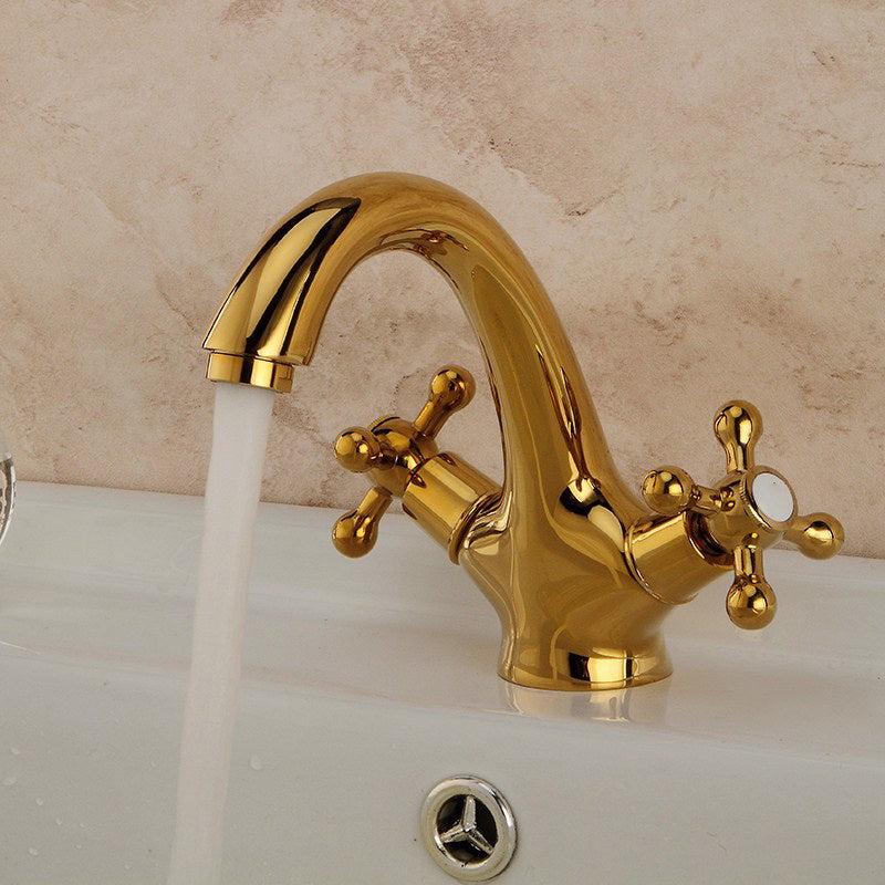 Robinet de lavabo industriel avec poignée en croix double – Construction en laiton