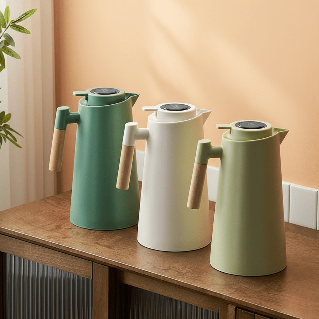 LATTEA THERMO – Carafe thermos à double paroi avec affichage de température et poignée en bois