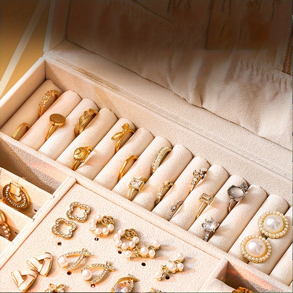 Organisateur de boîte à bijoux en cuir avec tiroirs