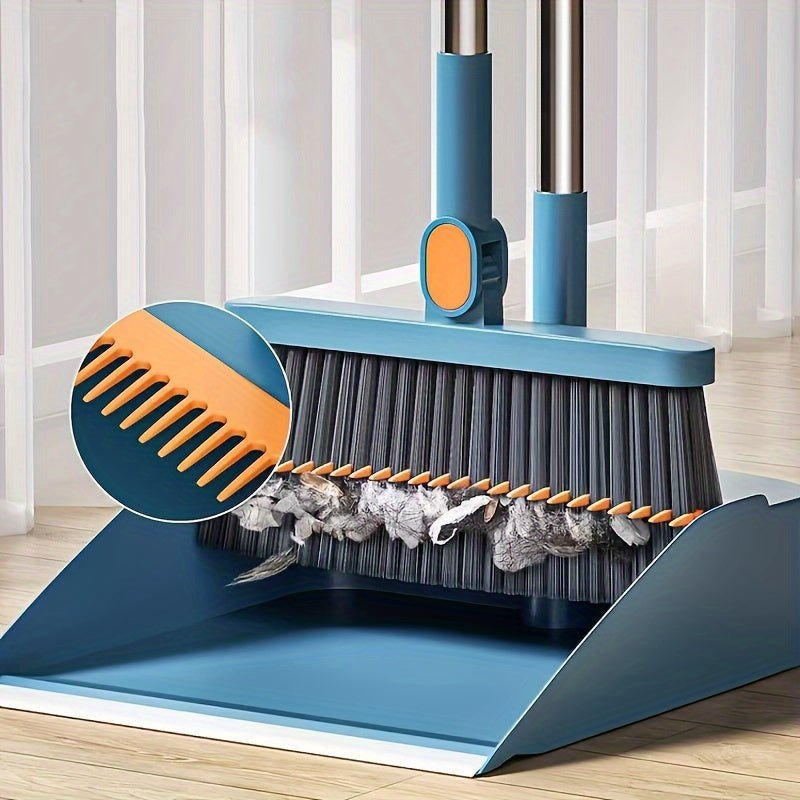 CLEANSWEEP PRO – Ensemble de balai et pelle à poussière avec manche long rotatif et dents de peigne intégrées