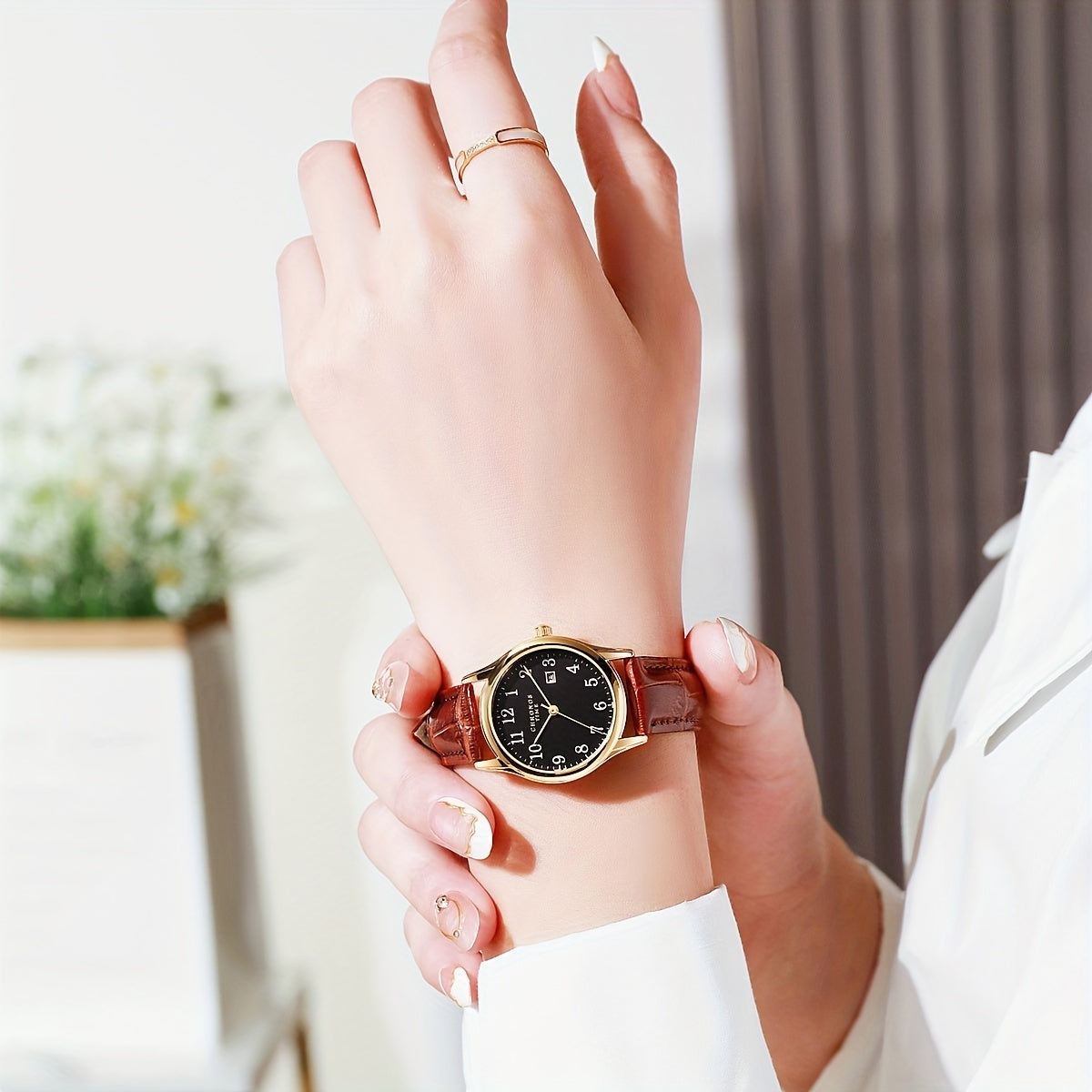 Skanto | Montre Élégante pour Femme - Montre Carrée avec Bracelet en Similicuir | Cadeau Parfait pour Elle