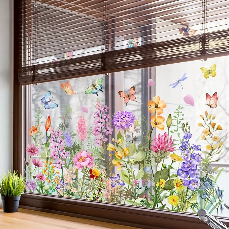 Autocollants de fleurs pour fenêtres