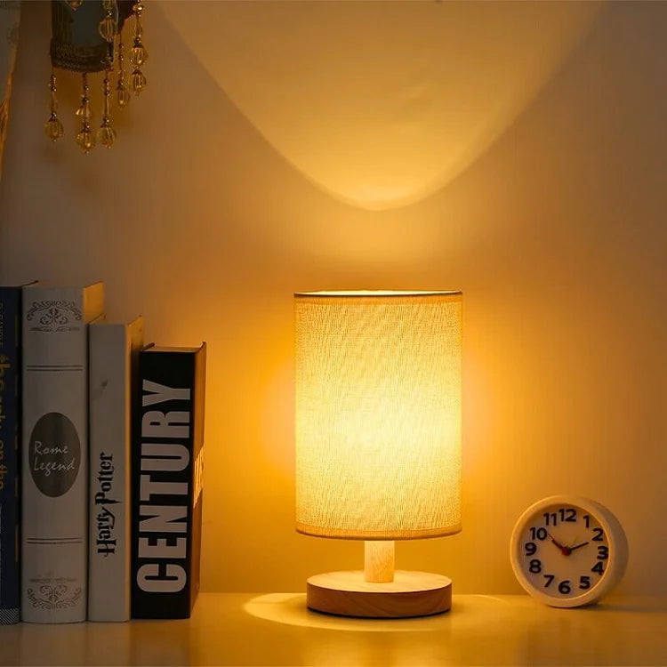 Aiko – Lampe de Table Organique en Bois & Lin avec Télécommande