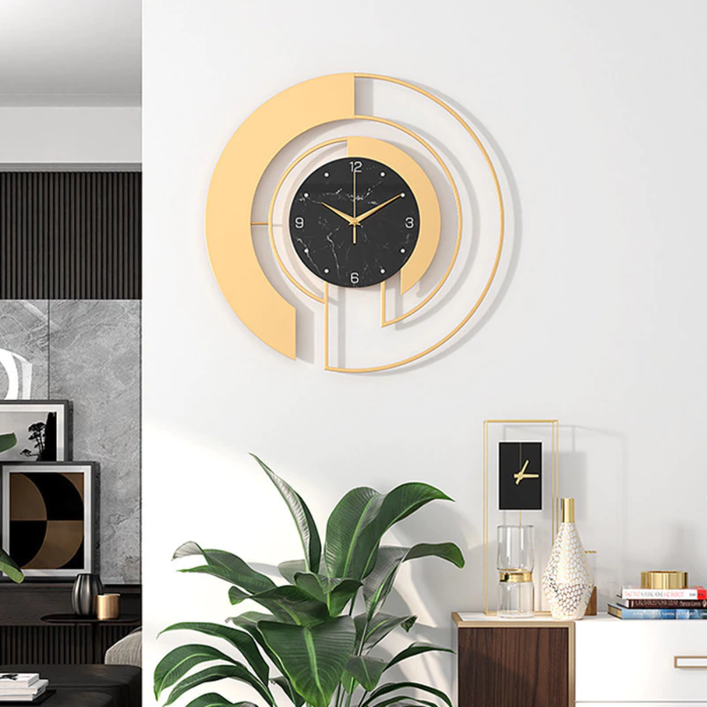 Horloge murale moderne en métal design en verre mouvement silencieux