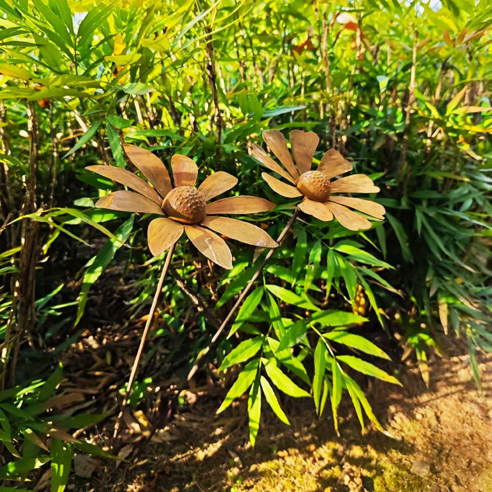 Tuteur de jardin en métal Fleur de camomille Sculpture 65 cm