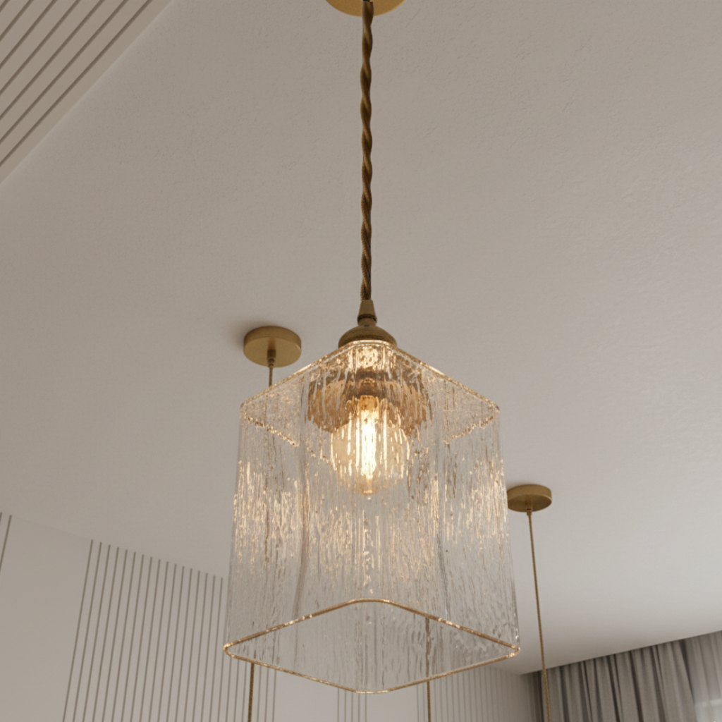 Collection Savoy | Suspension en Verre avec Finition Texturée, Style Vintage pour Éclairage de Cuisine