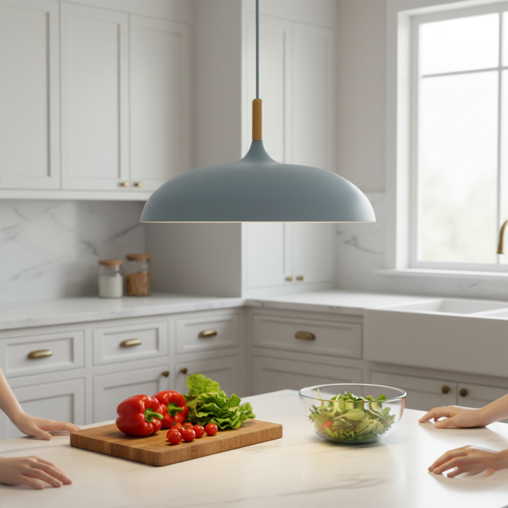 Lustre Haft - Éclairage de Cuisine Scandinave avec Bois et Fer