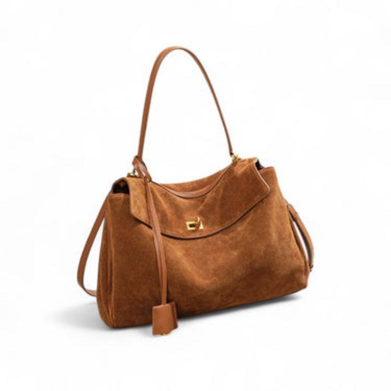 Grand sac à main rectangulaire en faux daim doux