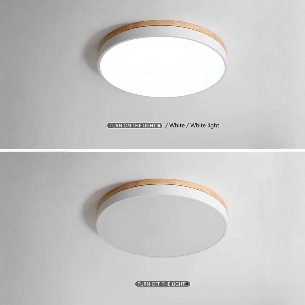 Lumière de plafond encastrée Horizon - Design moderne ultra-fin avec accent en bois