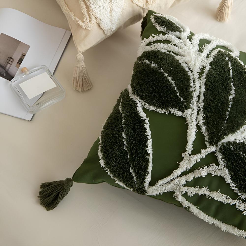 Housse de Coussin en Velours avec Frange