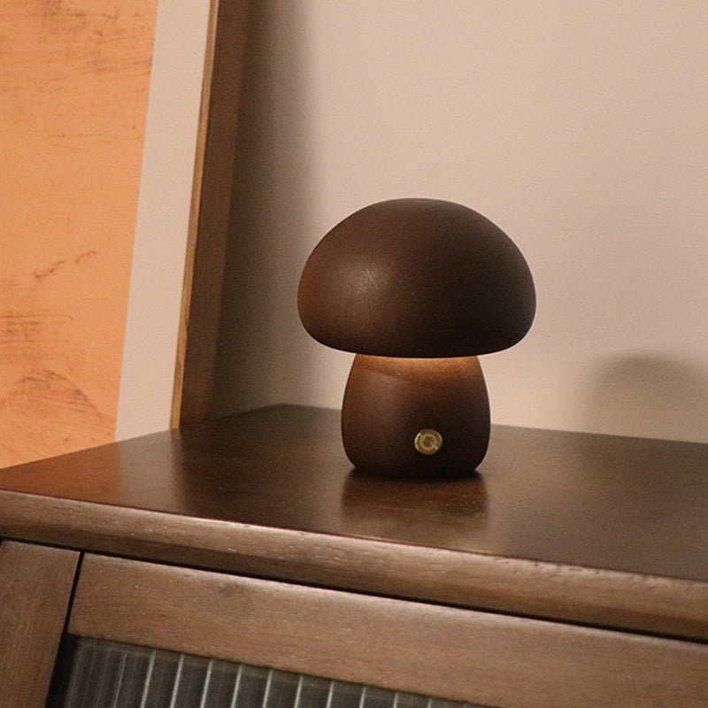 Lampe de table Vintage en bois Champignon