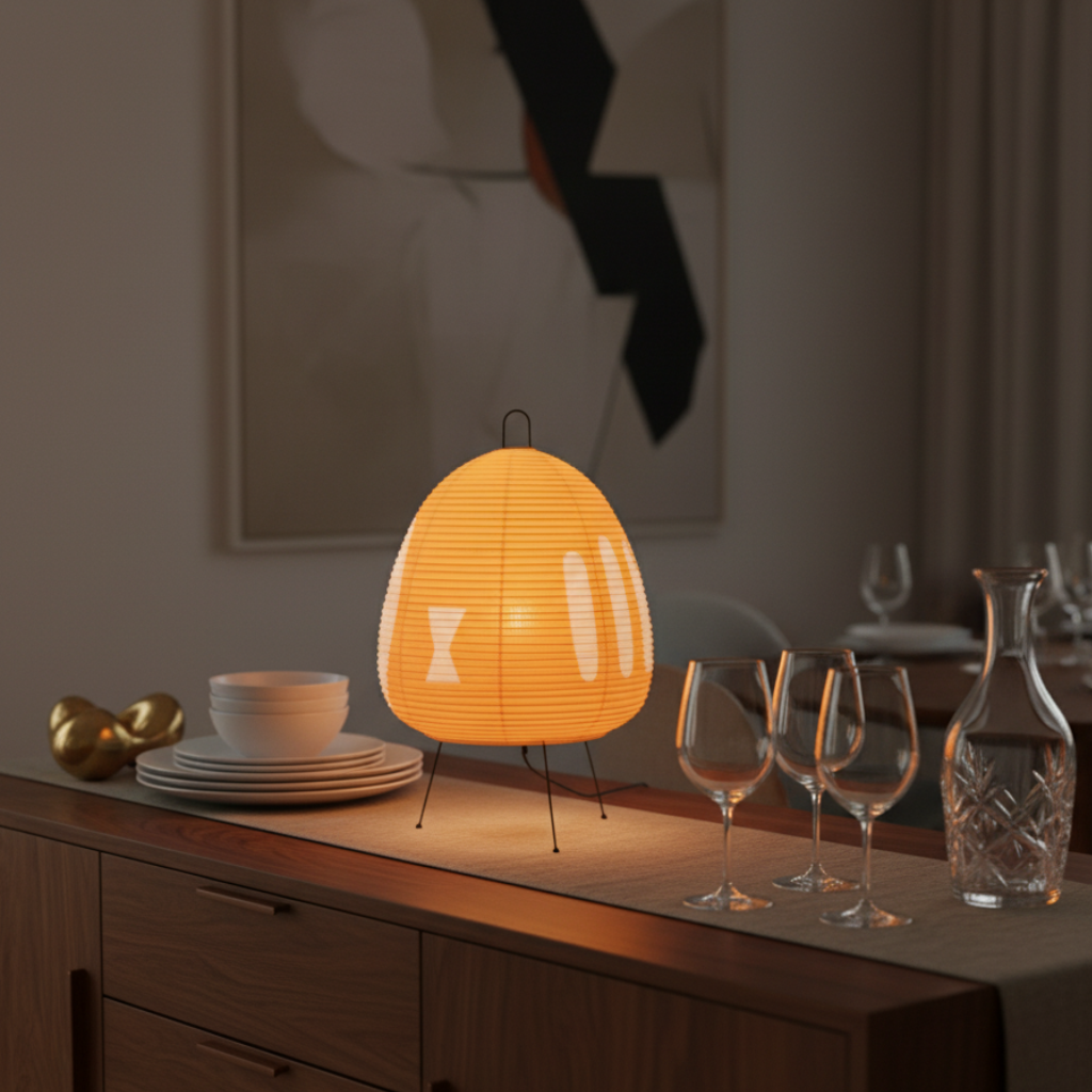 Yunari Haze - Lampe de sol et de table en papier de riz Wabi-Sabi pour une ambiance chaleureuse
