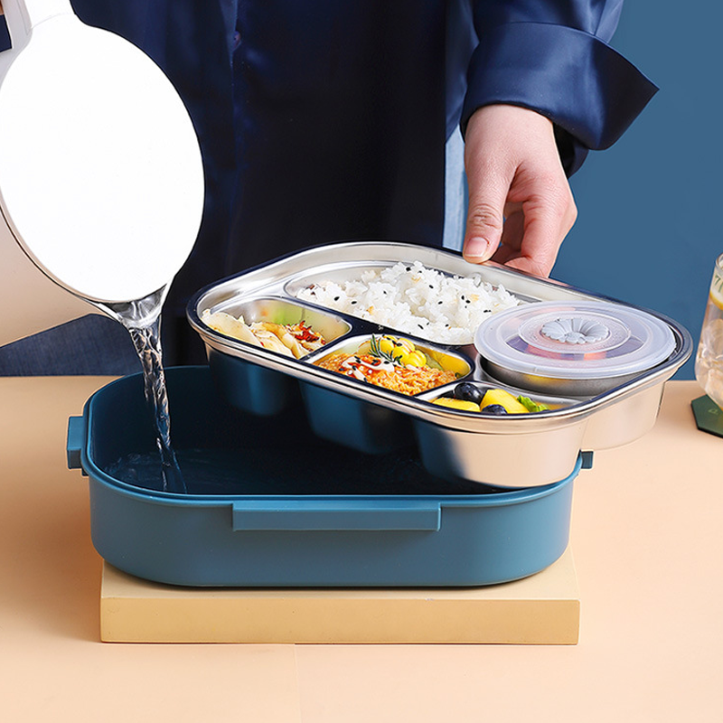 Boîte à lunch thermique en acier inoxydable – intérieur en acier inoxydable – 3 ou 4 compartiments avec bol à soupe – Horloge murale