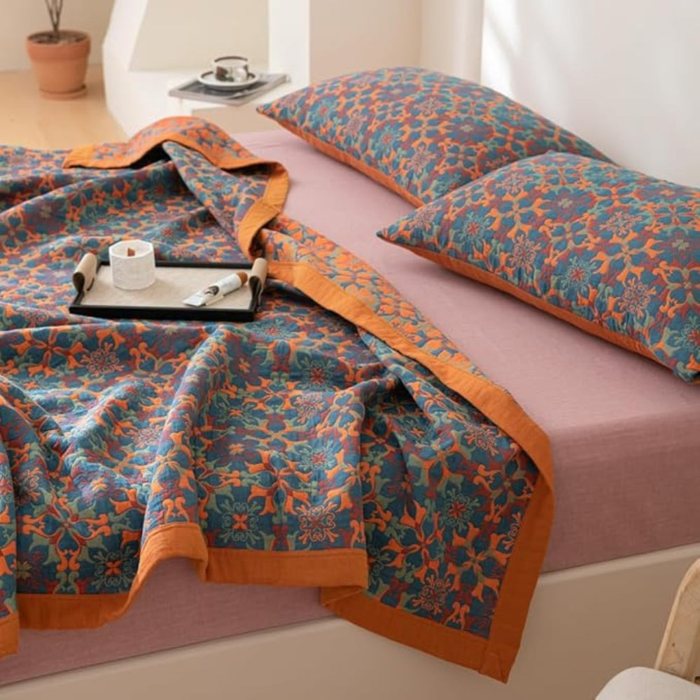 Couverture en Coton à Six Couches Citrus Sunrise