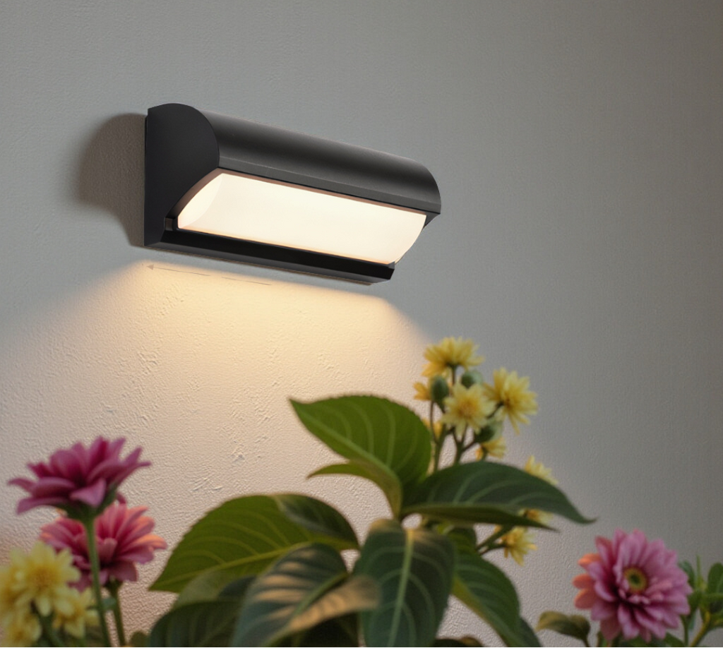 Lampe murale LED extérieure en finition noire