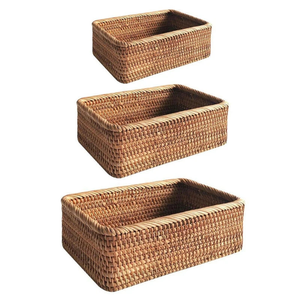 Panier de Rangement Rectangulaire en Rattan Artisan