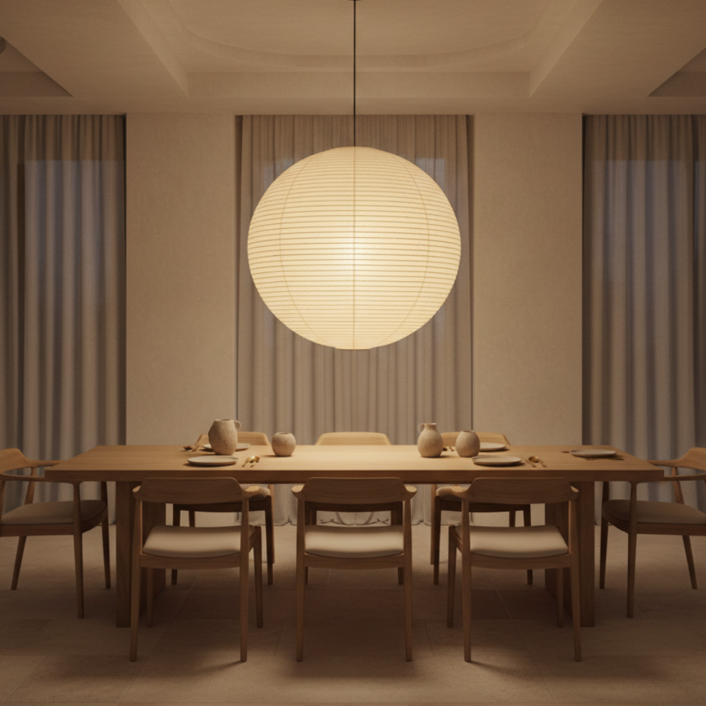 Lampe Suspendue Ronde Akari - Éclairage Suspendu Élégant avec Éclairage Ambiant