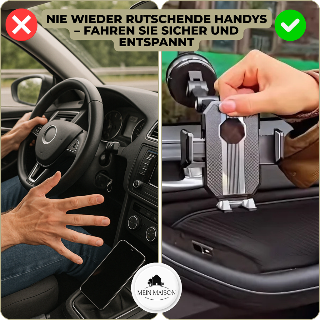 Support de téléphone Auto GripTech | Forte adhérence par ventouse | Rotation à 360° | Utilisation d'une seule main