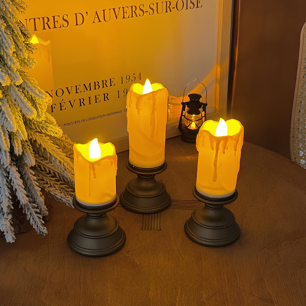 Bougies LED LumiFlame | Effet de flamme vacillante en véritable cire | Sûr & Économique en énergie | Différentes tailles & designs