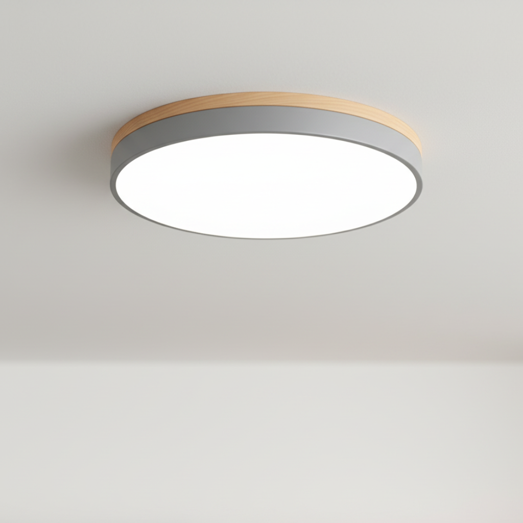 Lumière de plafond encastrée Horizon - Design moderne ultra-fin avec accent en bois