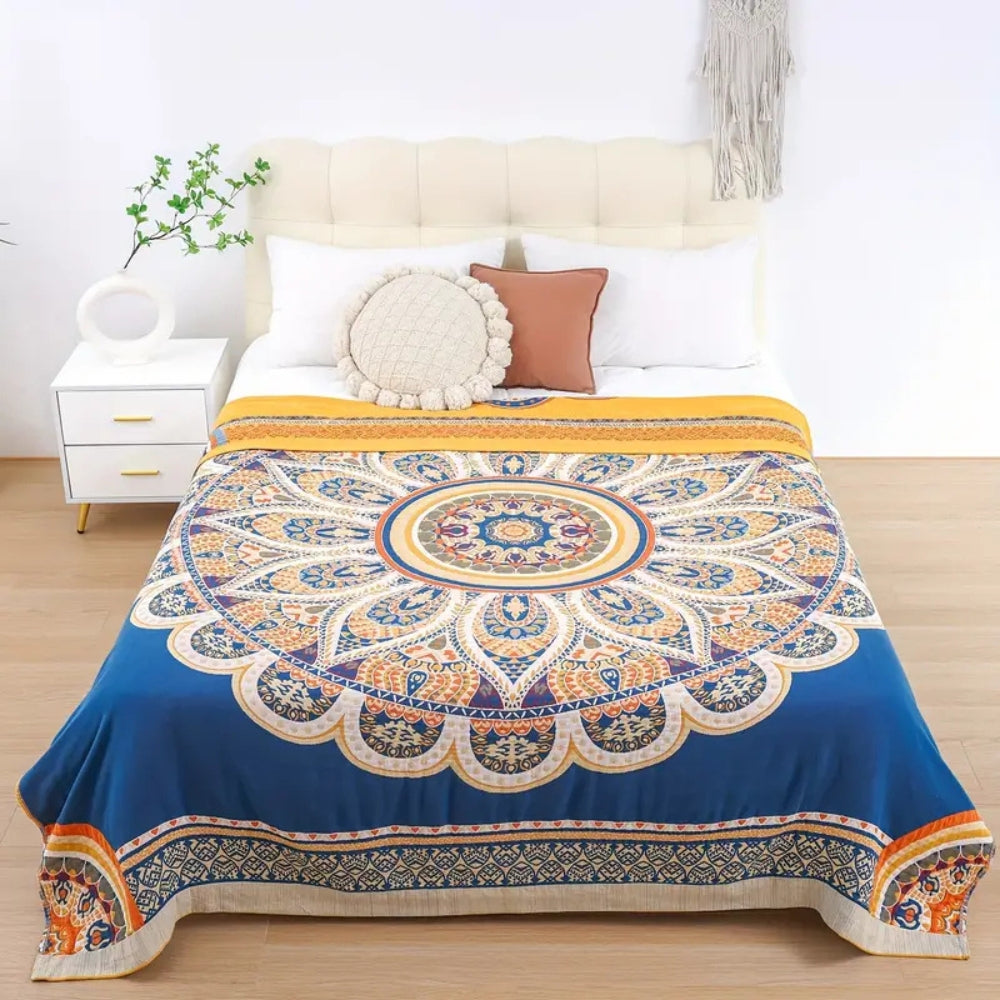 Couverture Réversible en Coton Golden Lotus Comfort