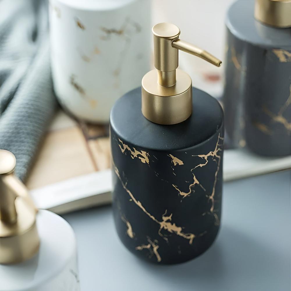Distributeur de Savon en Marbre Doré Luxe