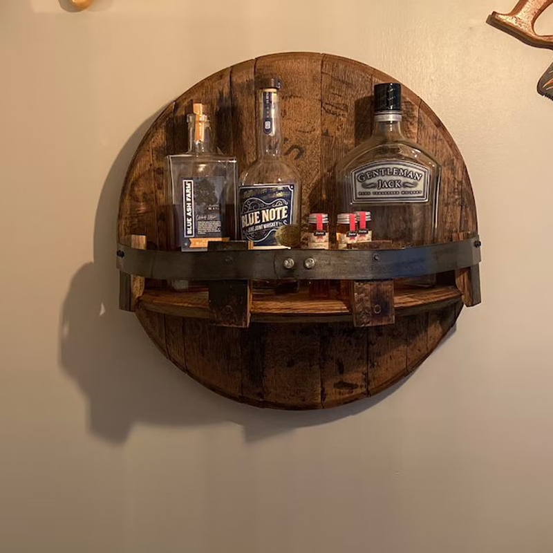 Sandsberg | Étagère Murale en Fût de Whisky | Design Rustique en Bois Massif | Rond