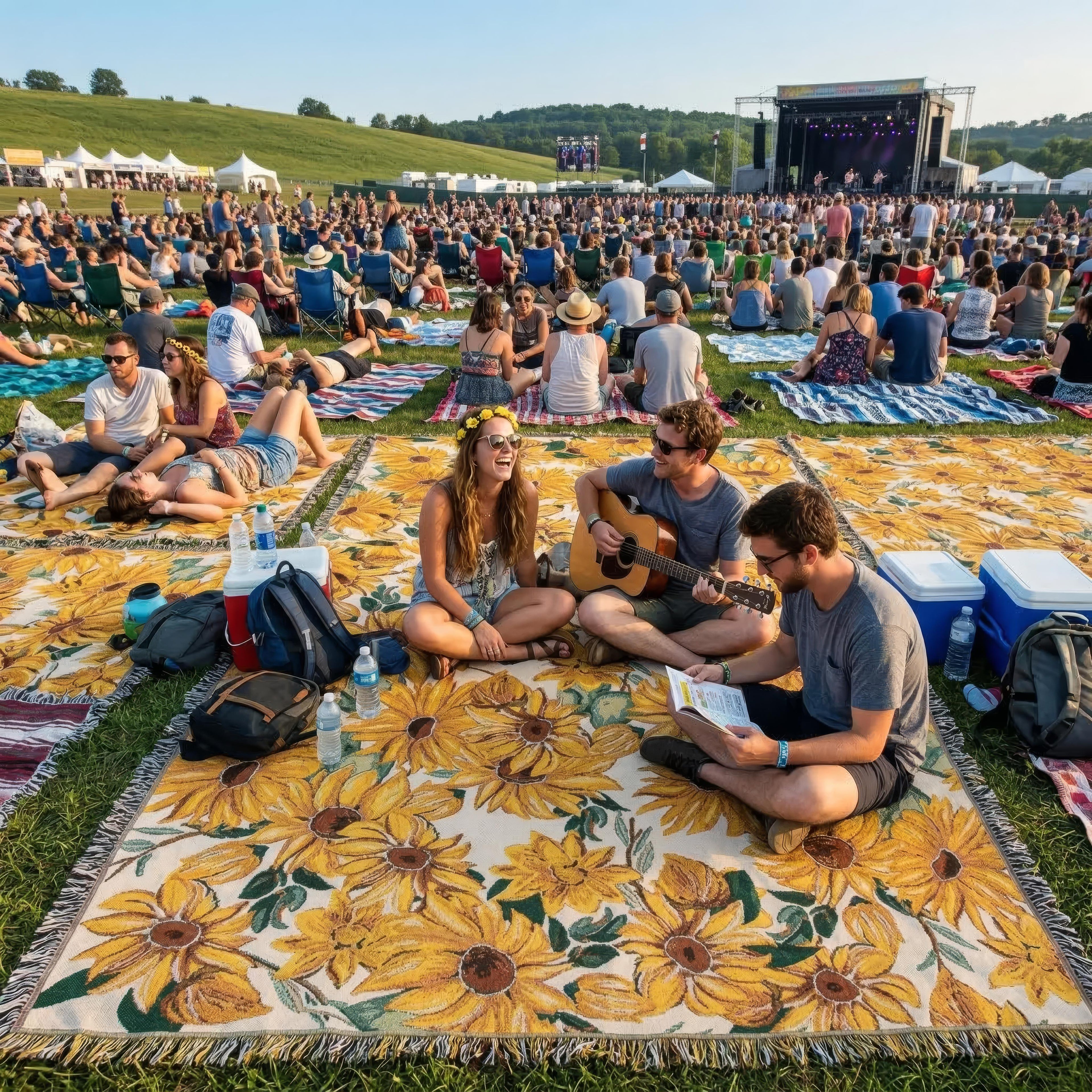 Couverture de pique-nique imperméable avec motif floral 180x230 cm