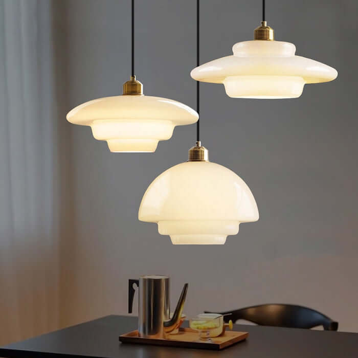 Suspension Moderne en Verre Blanc