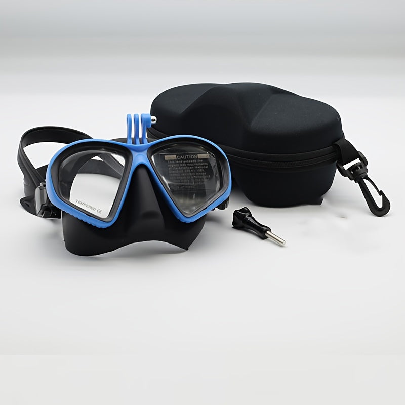 Masque de Plongée en Verre Trempé avec Étui de Rangement - Lunettes de Plongée avec Anti-Buée et Fixation pour Caméra