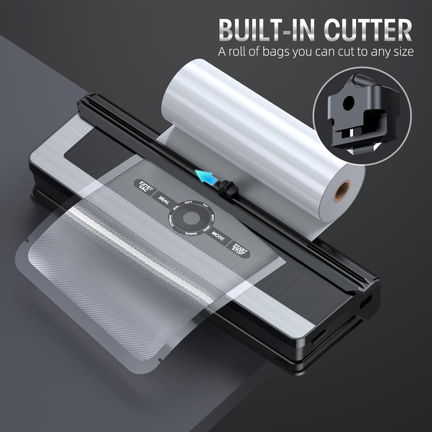 Machine de mise sous vide 8-en-1 avec cutter intégré