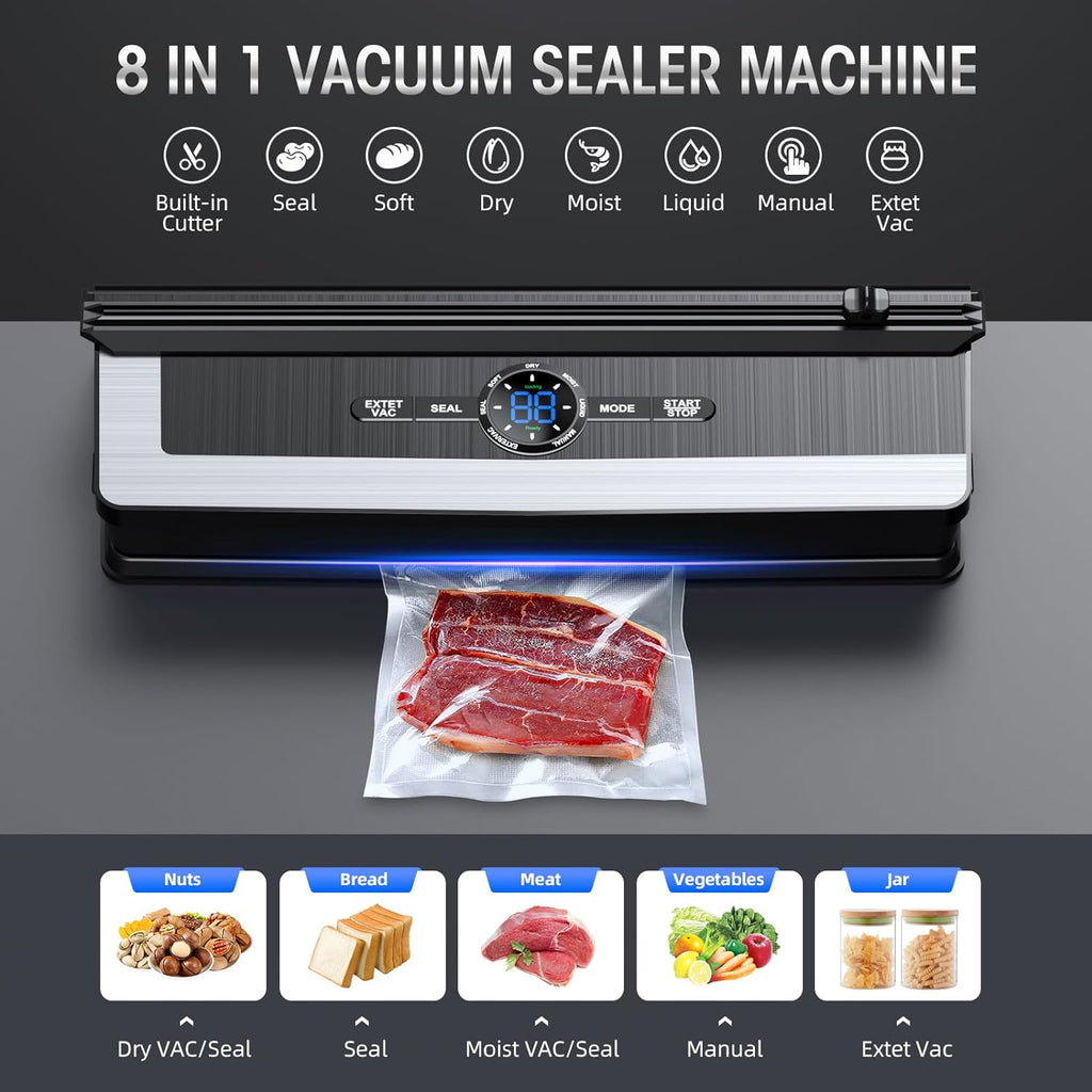 Machine de mise sous vide 8-en-1 avec cutter intégré