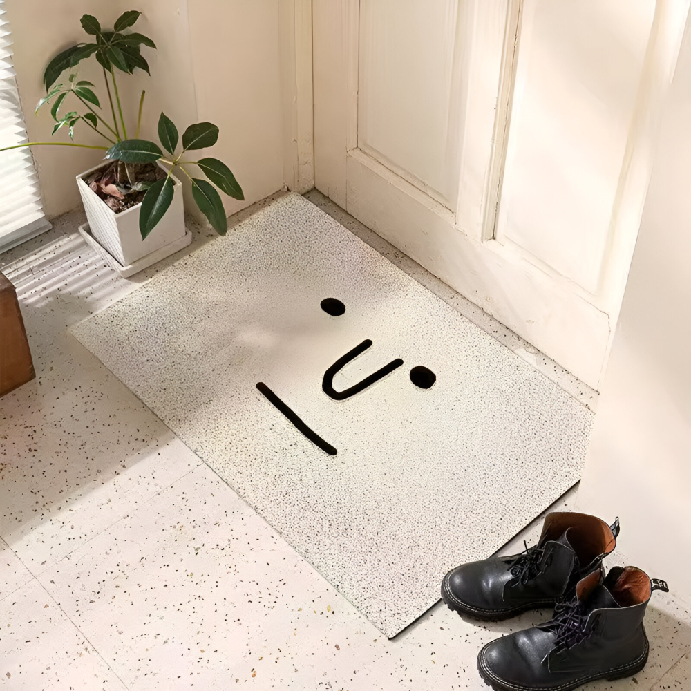Tapis de porte en PVC antidérapant avec visage souriant