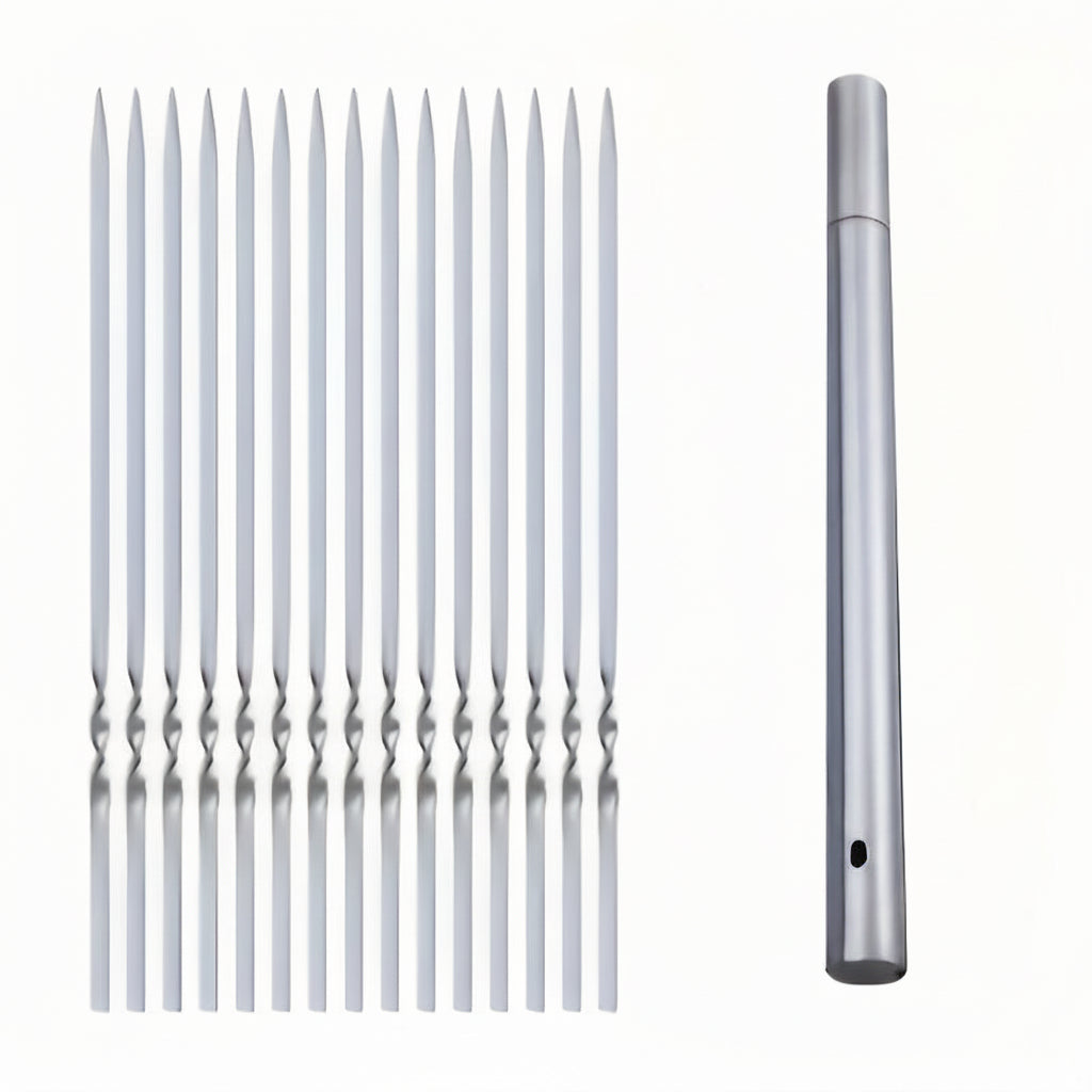 SKEWERTUBE – Ensemble de brochettes en acier inoxydable avec tube de rangement