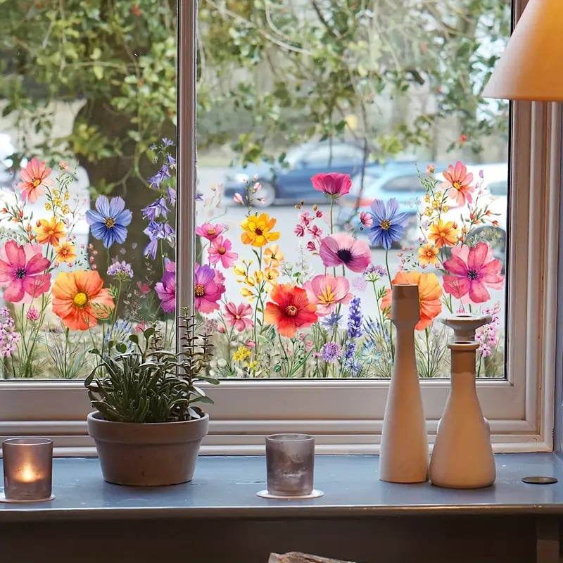 Autocollants de fleurs pour fenêtres
