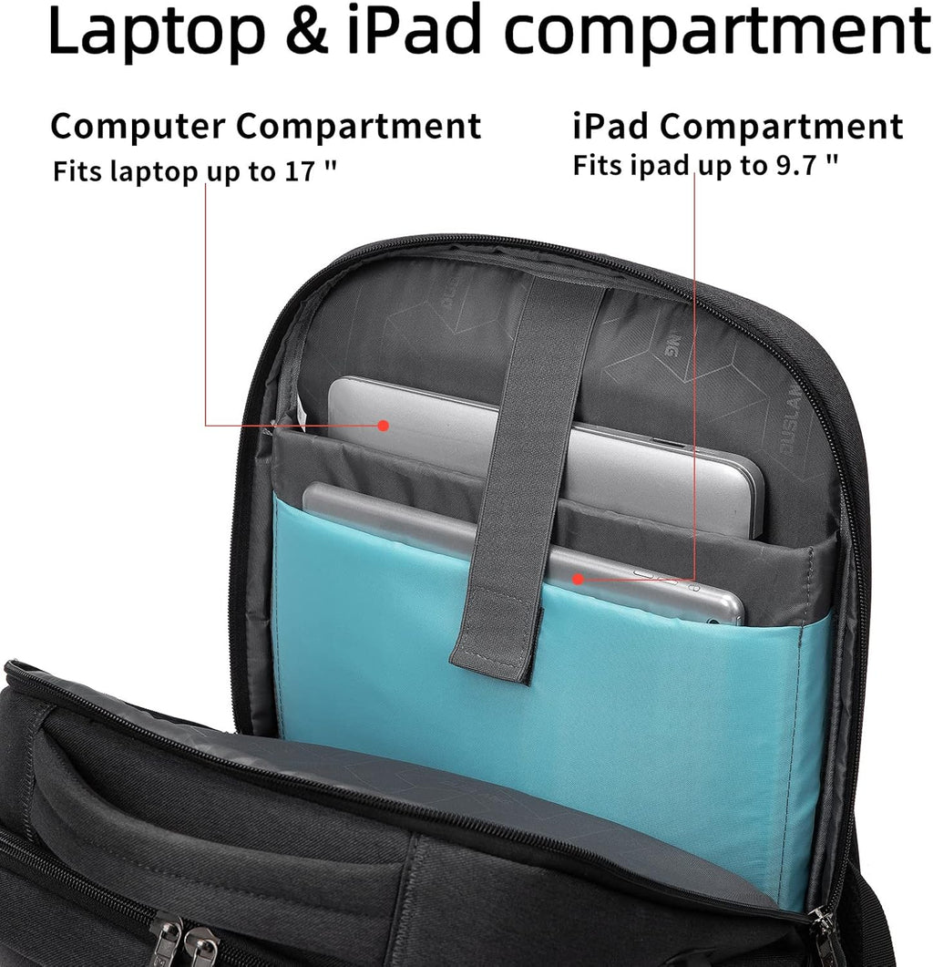 Sac à dos de voyage pour ordinateur portable résistant à l'eau avec port USB et espace de rangement organisé