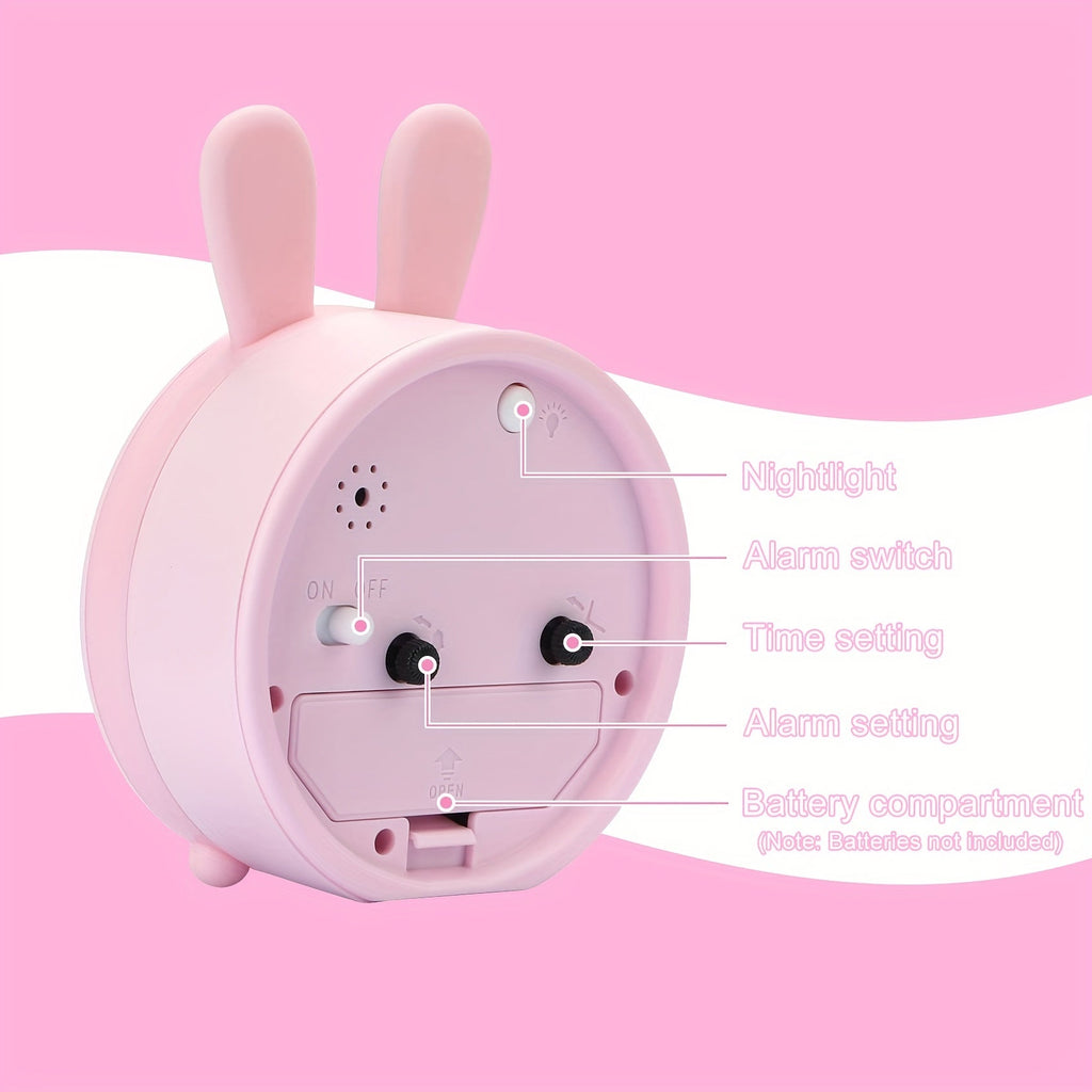 Skanto | Réveil pour Enfants avec Lumière Nocturne – Silencieux, Motif Lapin et Design Compact