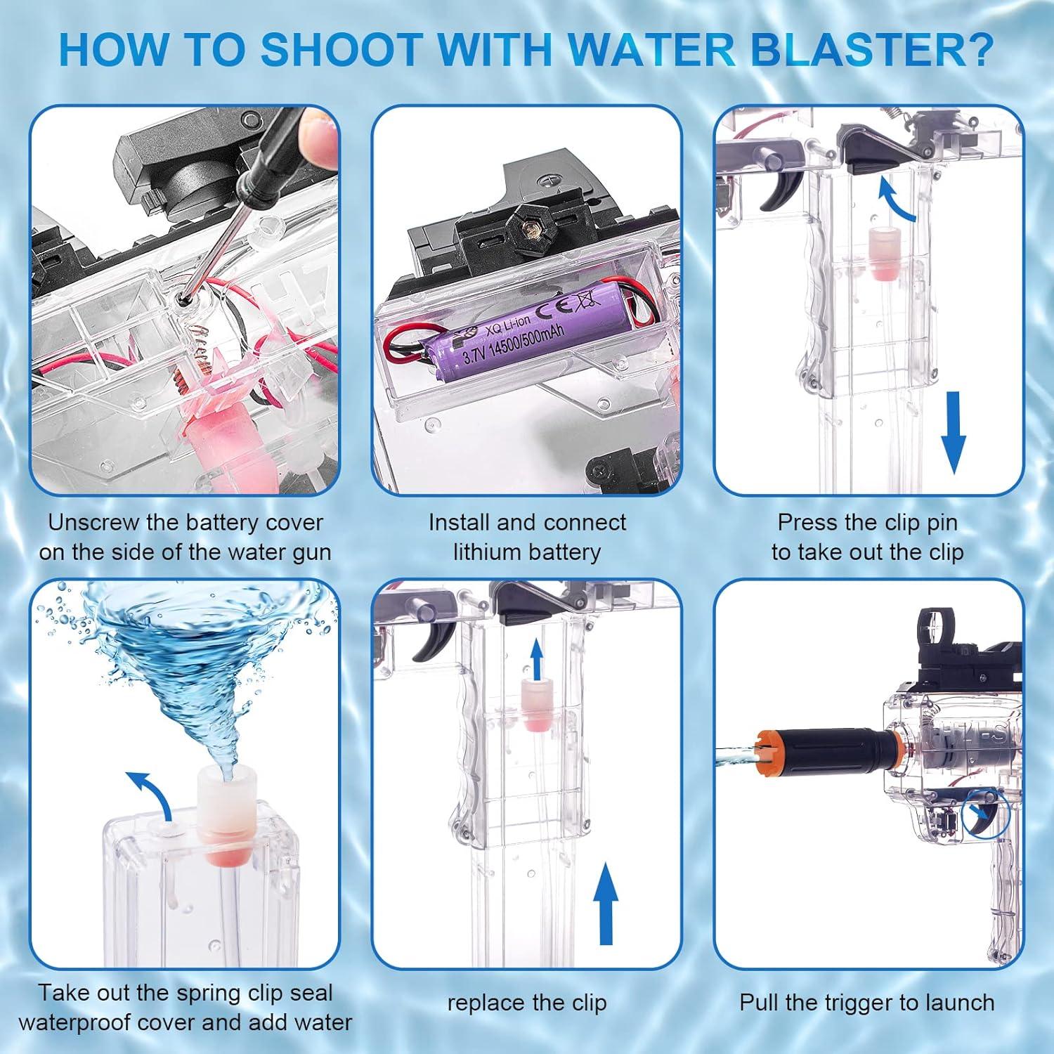 Pistolet à Eau Automatique Transparent UZI à Grande Vitesse