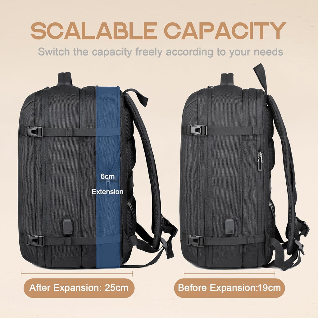 Sac à dos de voyage extensible de 40L, étanche, avec port USB et compartiment pour ordinateur portable de 17” – AirVoyage