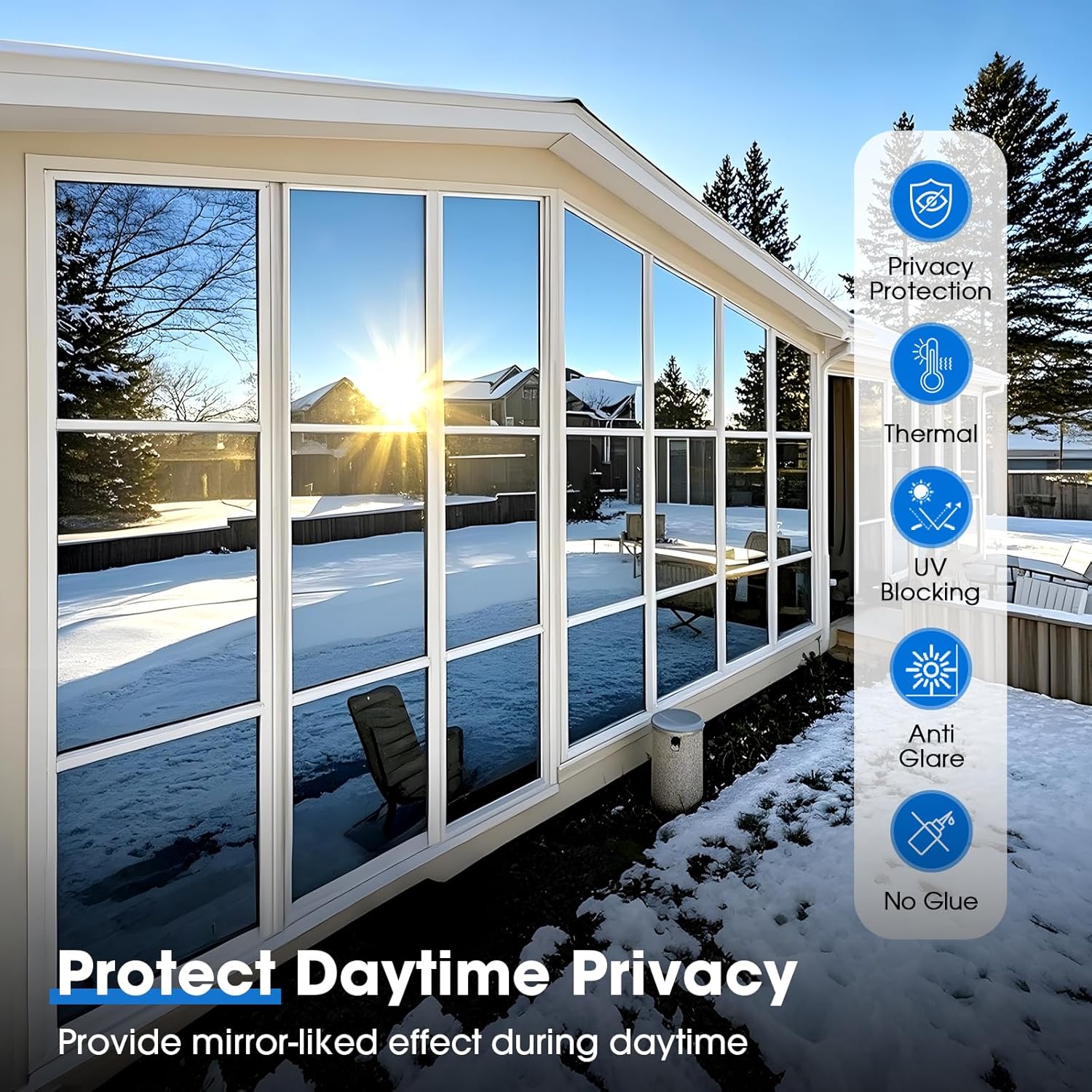 1+1 Gratuit  | VistaGuard | Film miroir autocollant pour protection visuelle et protection UV