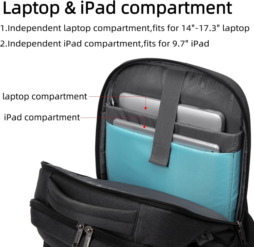 Sac à dos de voyage pour ordinateur portable résistant à l'eau avec port USB et espace de rangement organisé