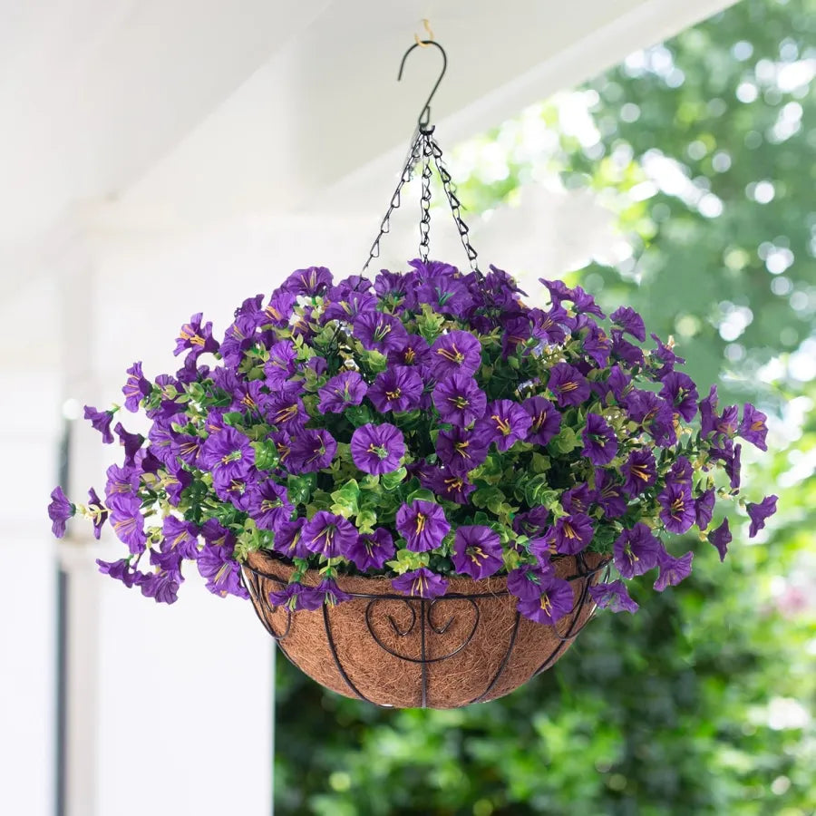 FloraVista - Plantes suspendues artificielles vivantes et panier de fleurs